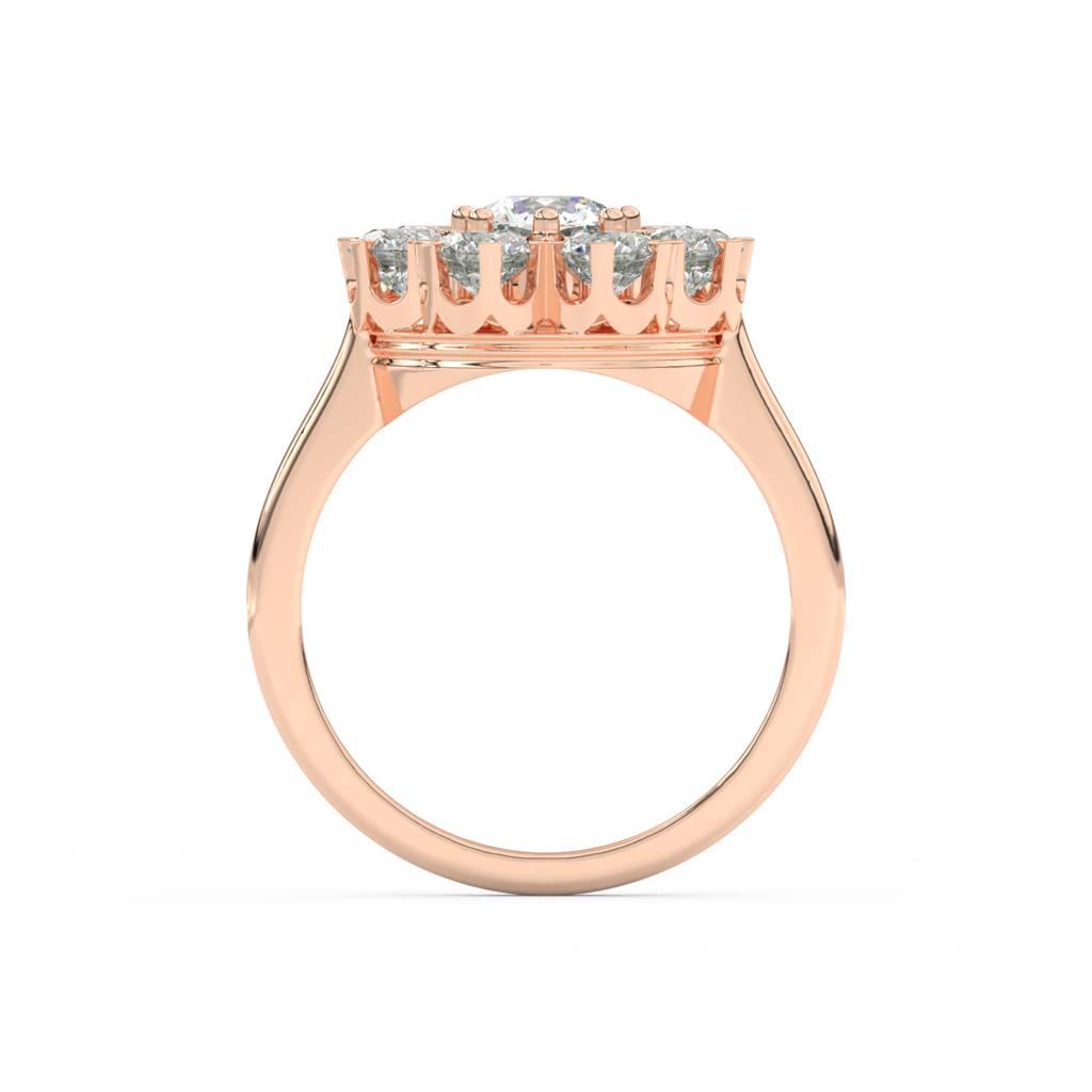 3Ct Round Cut Moissanite Women Cluster Engagement Ring 14K Gold Plated : FJ_022