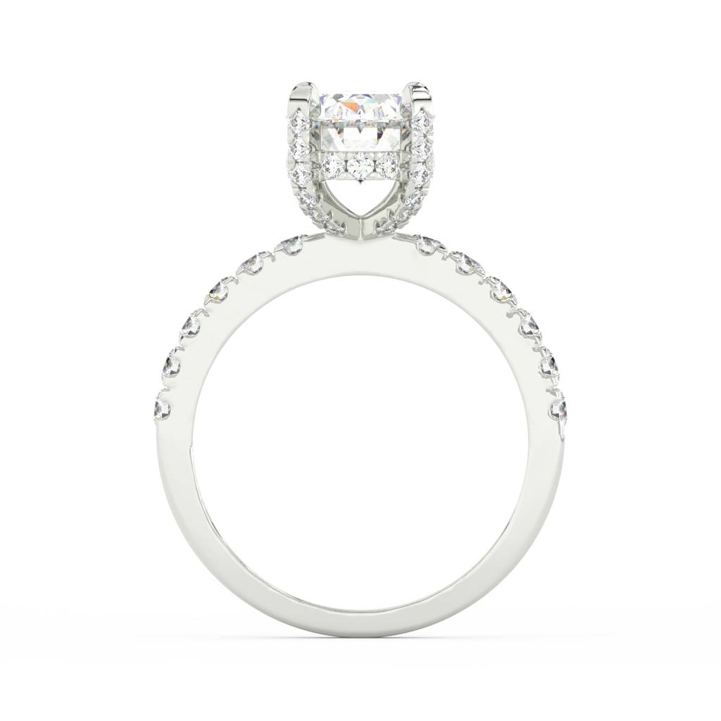 2Ct Oval Cut Moissanite Hidden Halo Engagement Ring 14K Gold Plated : FJ_033