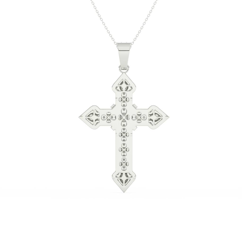 2Ct Round Cut Moissanite Unisex Cross Pendant In 14K Gold Plated : FJ_027