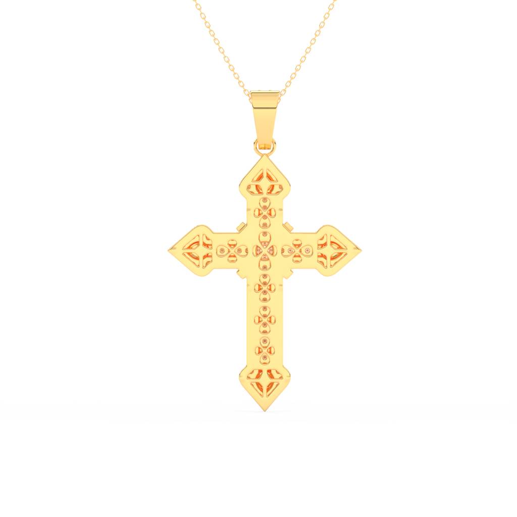 2Ct Round Cut Moissanite Unisex Cross Pendant In 14K Gold Plated : FJ_027