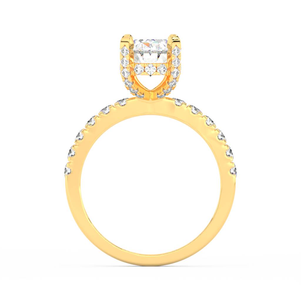 2Ct Oval Cut Moissanite Hidden Halo Engagement Ring 14K Gold Plated : FJ_033