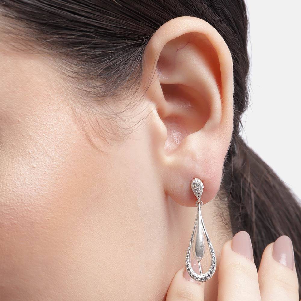 Silver 92.5 Long Zircon Earring : Silver 92.5 Long Zircon Earring : Silver 92.5 Long Zircon Earring : Silver 92.5 Long Z