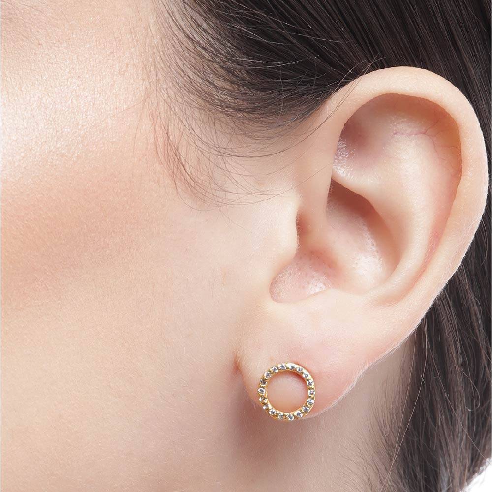 Silver Zircon Ring Stud Earrings