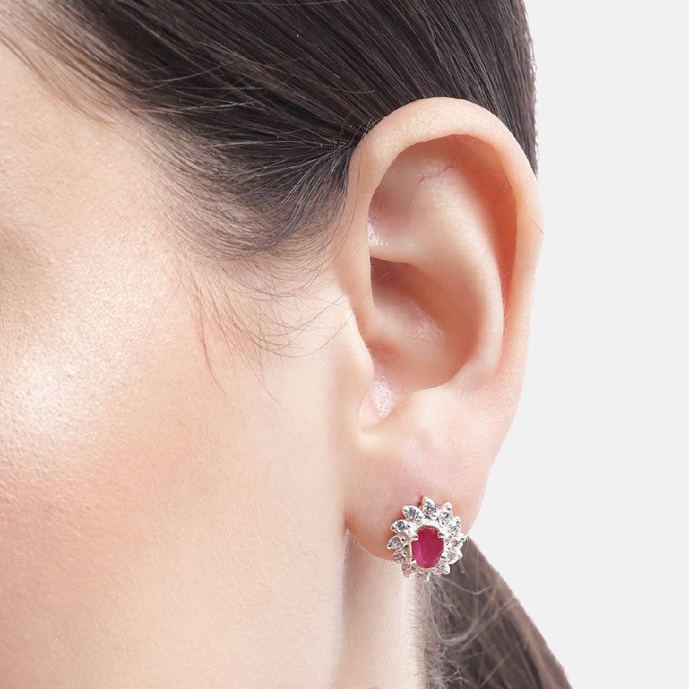 92.5 Silver Pink Stone Earring : 92.5 Silver Pink Stone Earring : 92.5 Silver Pink Stone Earring : 92.5 Silver Pink Ston