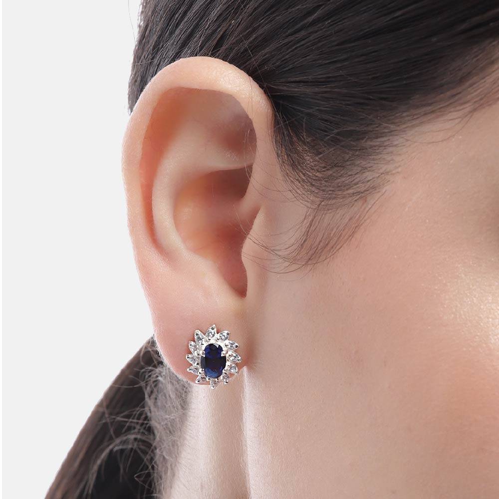 Silver 92.5 Blue Sparkling Earring : Silver 92.5 Blue Sparkling Earring : Silver 92.5 Blue Sparkling Earring : Silver 92