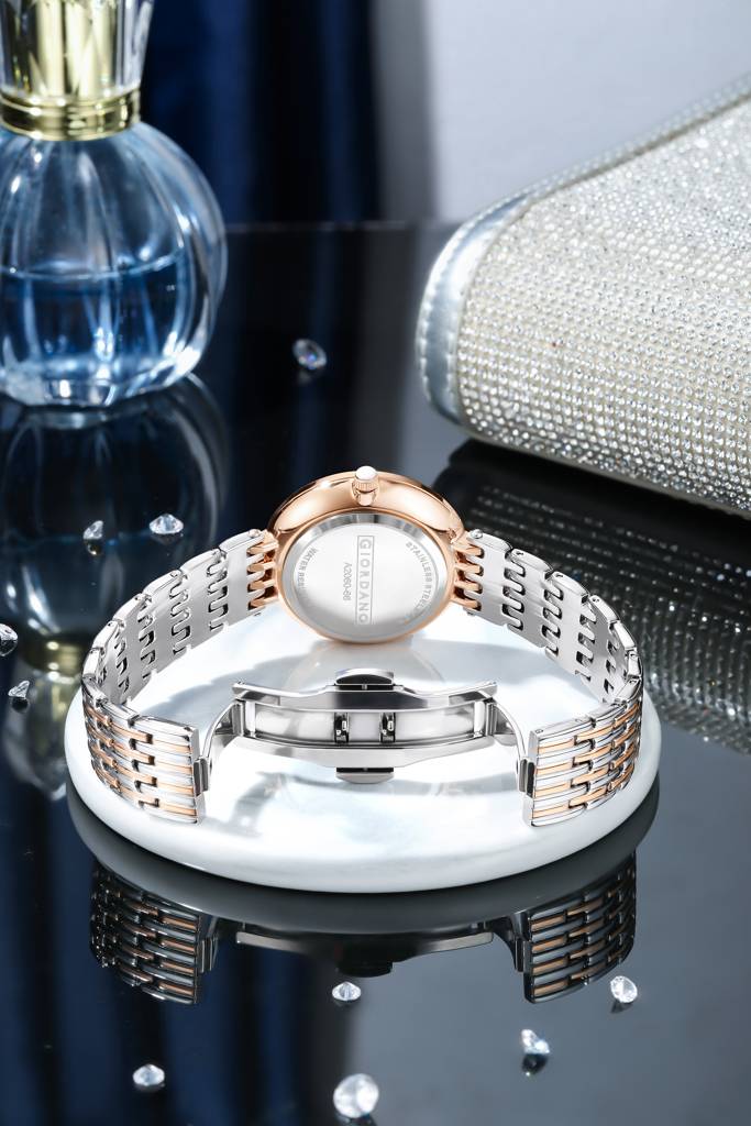 Giordano Analog Watch For Women With Stainless Steel Strap And Crystal Embellished Bezel, Roman Numerals - A2060 : A2060-66