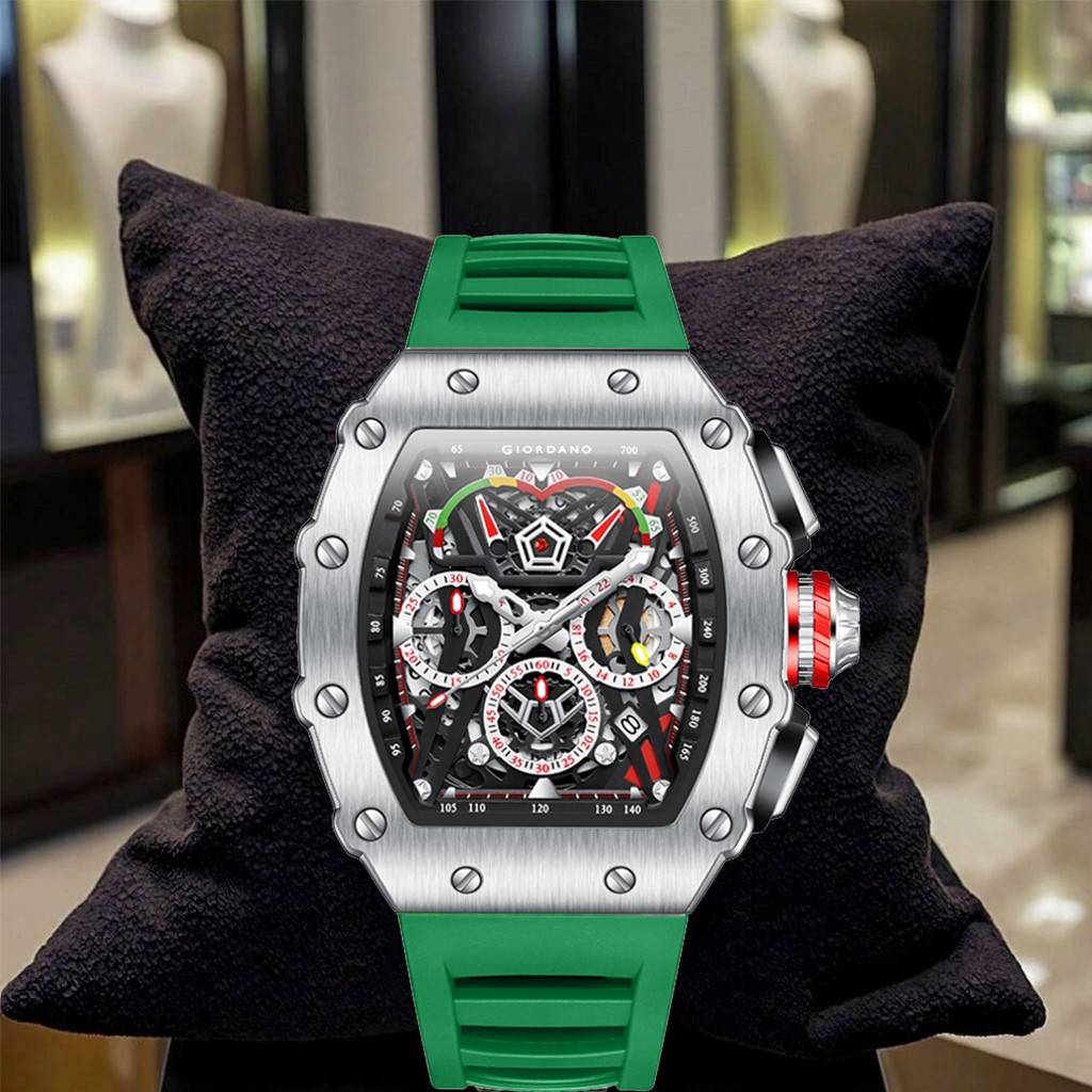 Giordano Multifunction Watch For Men With Day, Date, And 24-Hour Sub-Dial, Water Resistant Square Dial Unique De : GZ-50120-06