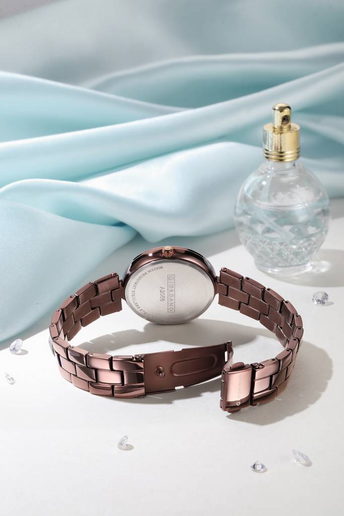 Giordano Unique Analog Watch For Women With Diamond Indices, Stainless Steel Strap And Crystal Embellished Bezel - A2056 : A2056