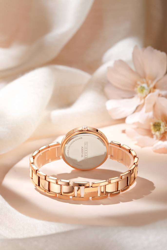 Giordano Eleganza Collection Analog Watch For Women With Crystal-Studded Strap & Diamond Indices - A2037 : A2037-55