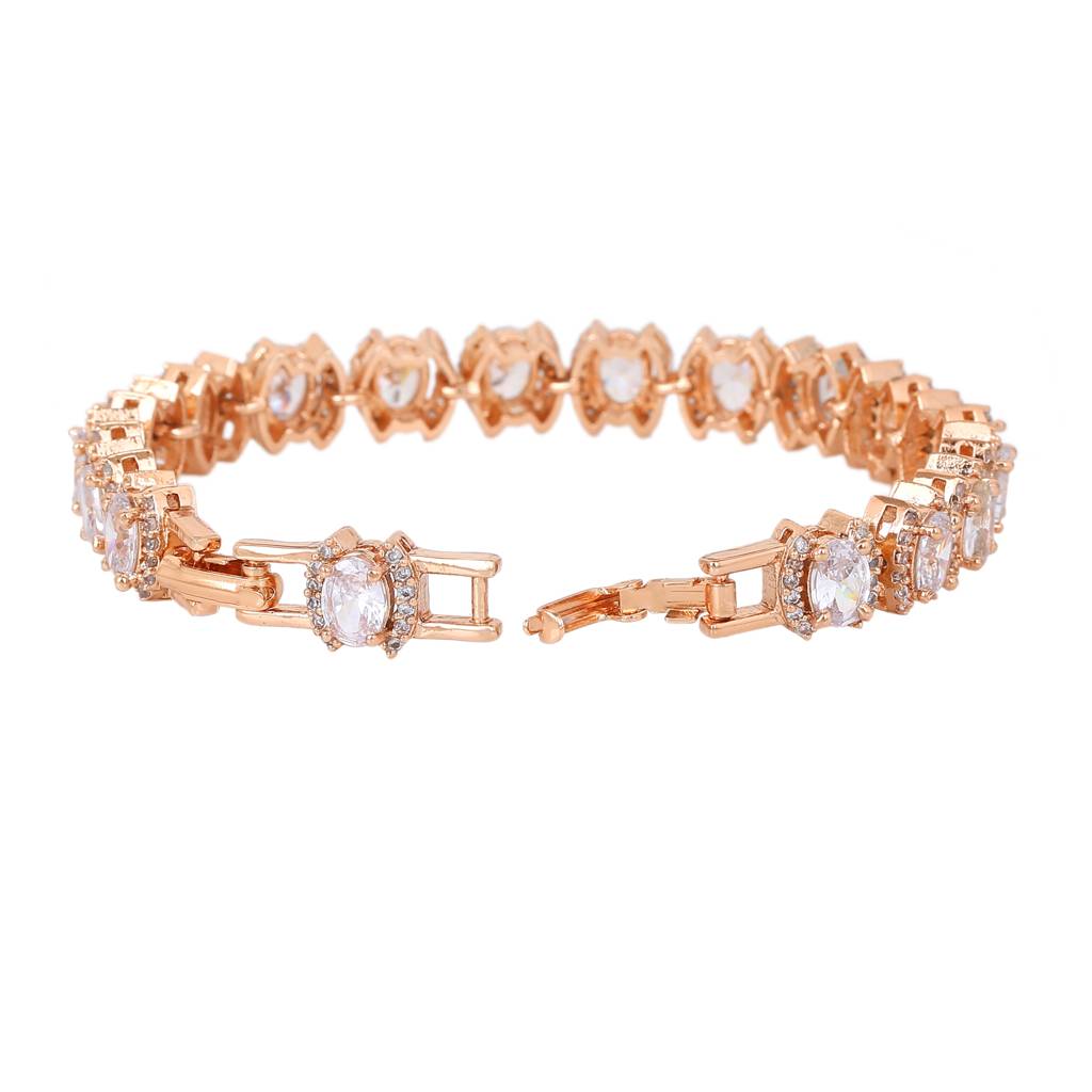 Estele Rhodium Plated Cz Stunning Bracelet With Stones For Women : AD-055-RG-WEBR