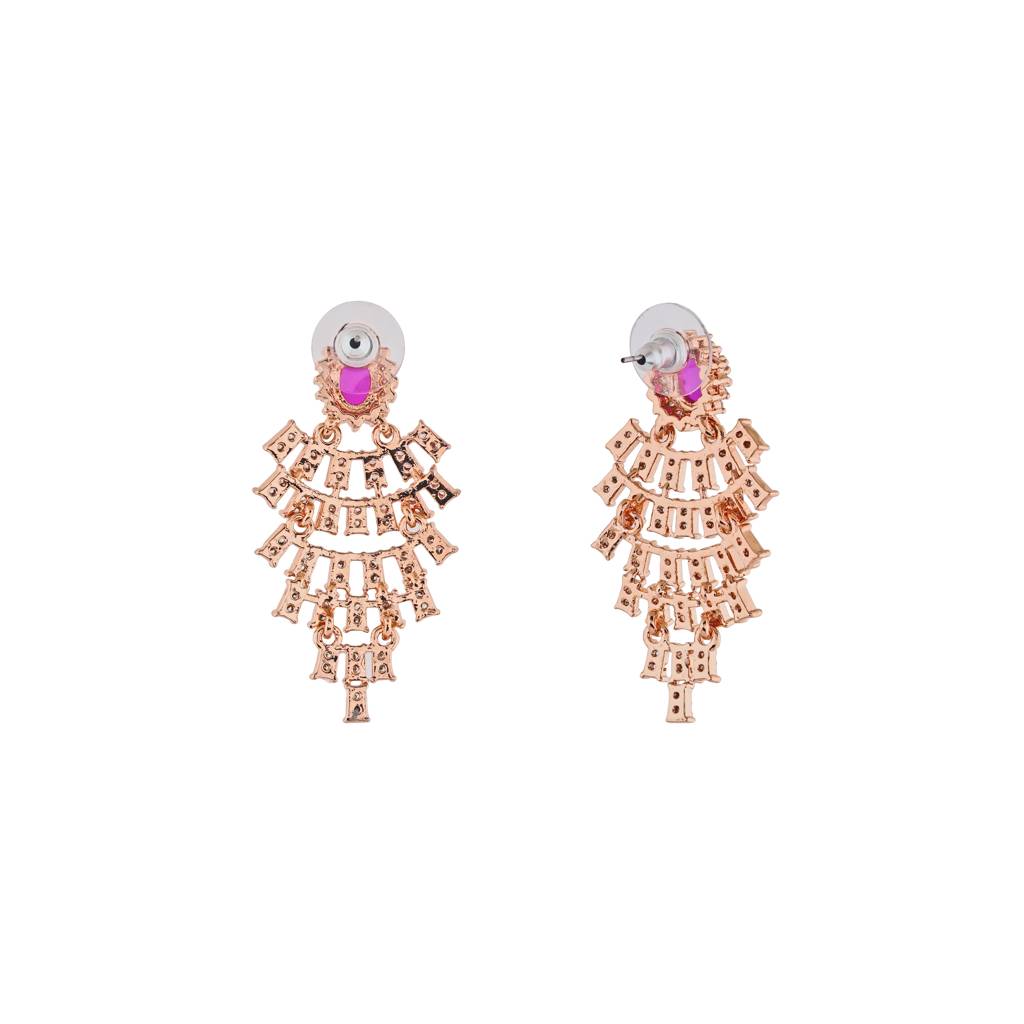 Estele Rose Gold Plated Cz Sparkling Earrings For Women : AD-113726-RGER