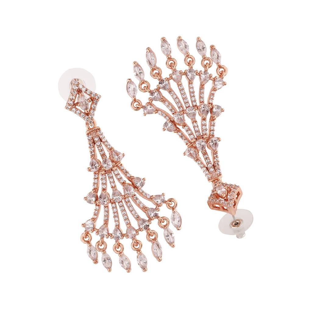 Estele Rose Gold Plated Cz Shimmering Earrings For Women : AD-113718-RGER