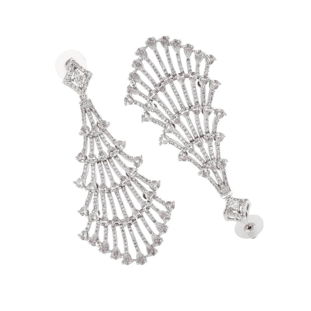 Estele Rhodium Plated Cz Sparkling Earrings For Women : AD-113717-IRER