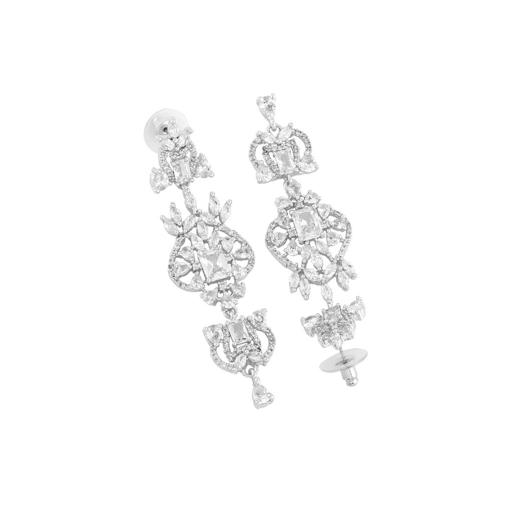 Estele Rhodium Plated Cz Astonishing Drop Earrings For Womens : AD-114705-IRWEER