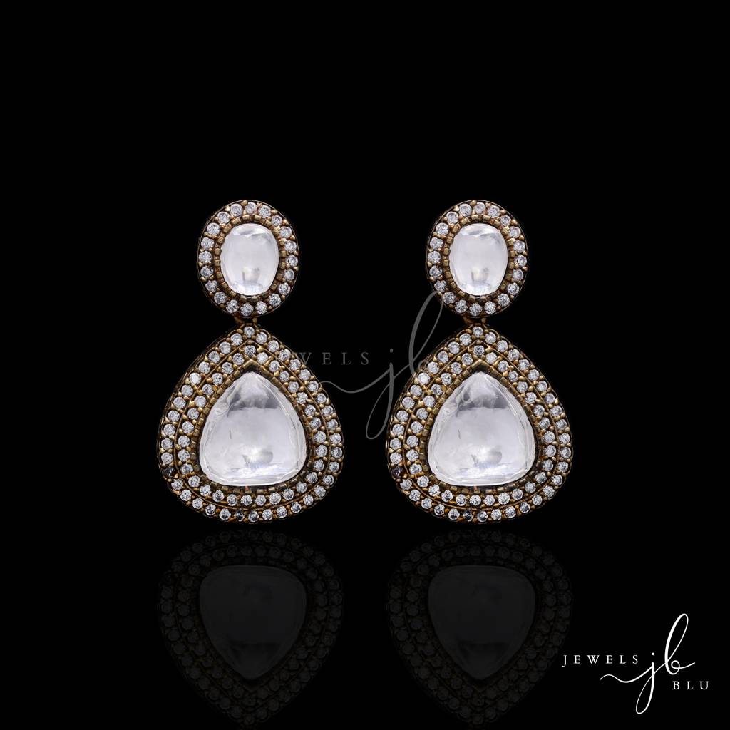 Antique Finish Handcrafted Polki And Diamond Necklace Set : 500027