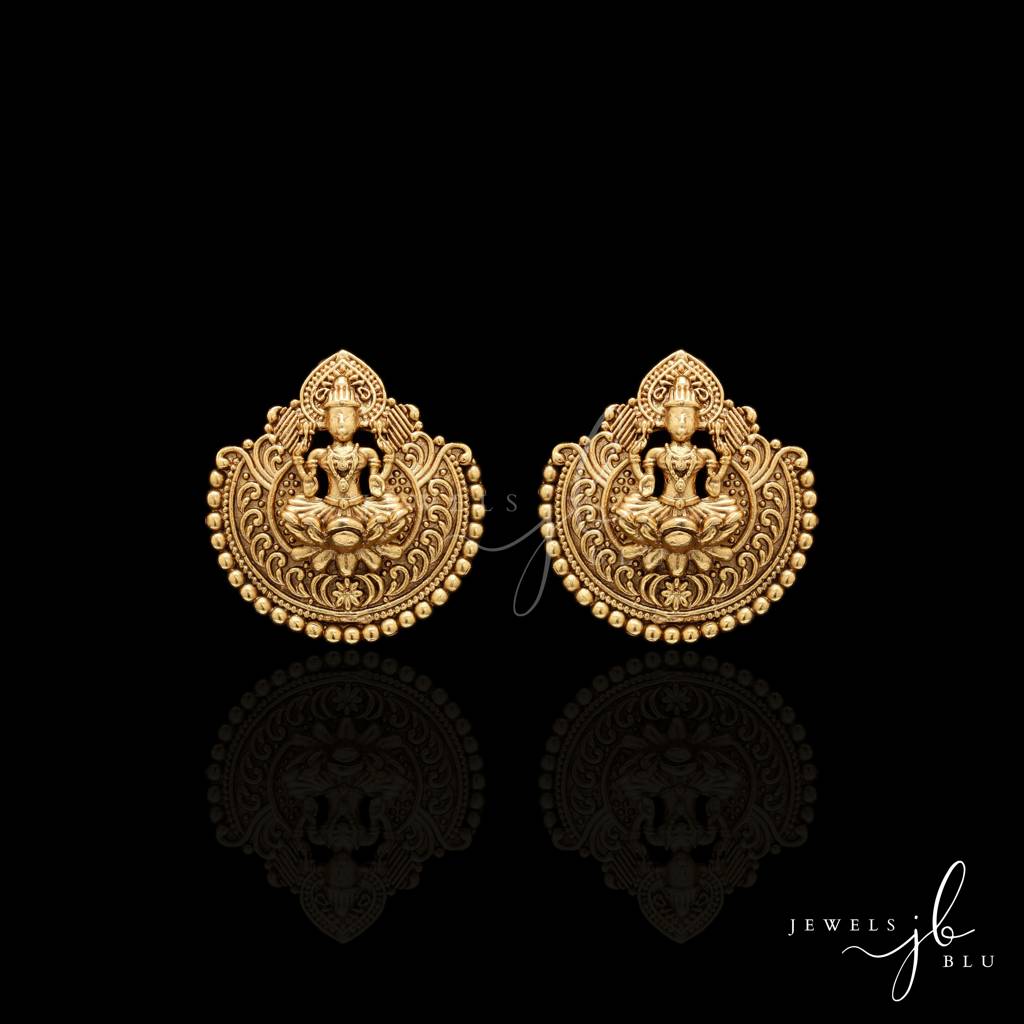 Festive Exclusive Gold Finish Hand Carved Idol Necklace Set With Earrings : 500036