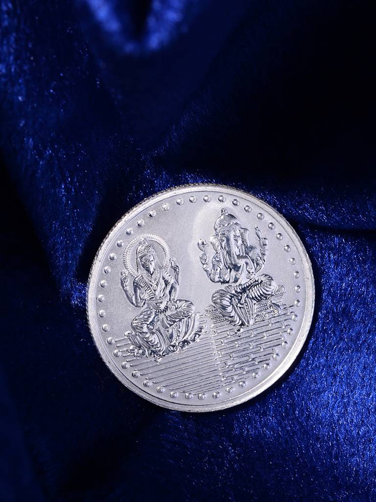 Laxmi Ganesh 10 Gram 999 Round Silver Coin : SJSC5001