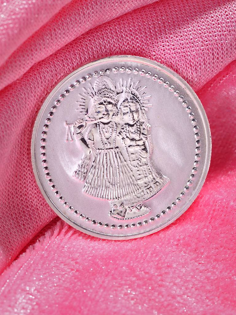 Enchanting Radhe Krishna 10 Gram 999 Round Silver Coin : SJSC5002