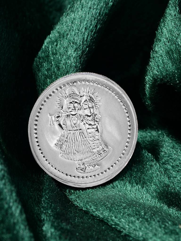 Enchanting Radhe Krishna 10 Gram 999 Round Silver Coin : SJSC5002