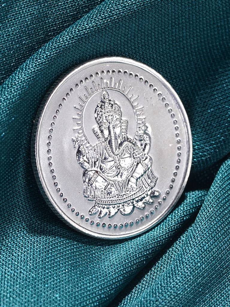 Lord Ganapati 10 Gram 999 Round Silver Coin : SJSC5005