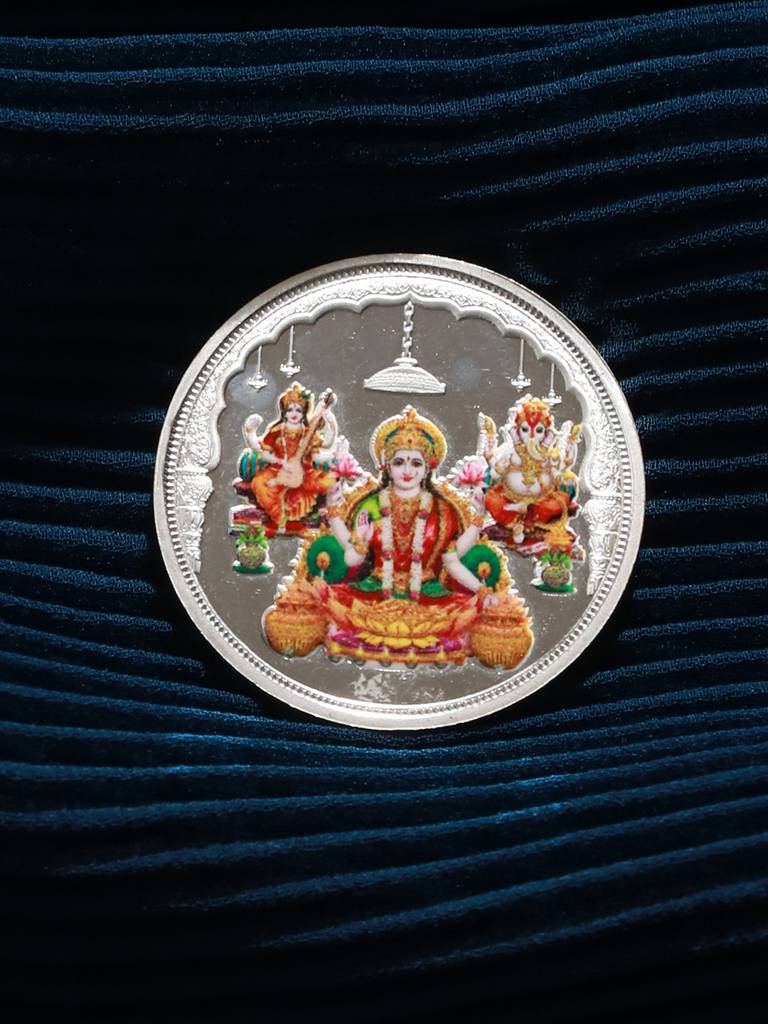 999 Silver Lord Ganesha & Goddess Lakshmi & Saraswatiji 10 Gram  Silver Coin : SJSC5012