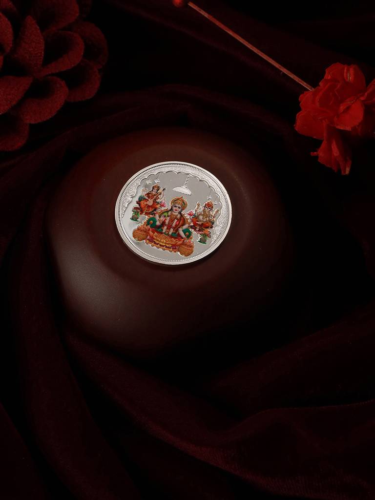 999 Silver Lord Ganesha & Goddess Lakshmi & Saraswatiji 10 Gram  Silver Coin : SJSC5012