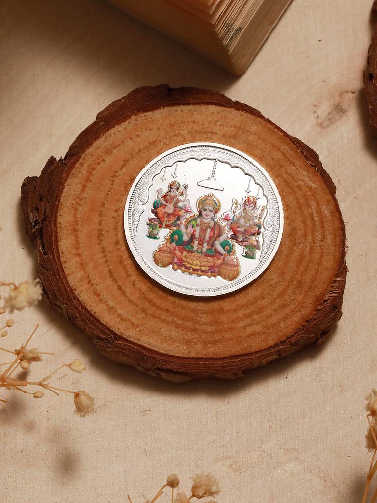 999 Silver Lord Ganesha & Goddess Lakshmi & Saraswatiji 10 Gram  Silver Coin : SJSC5012