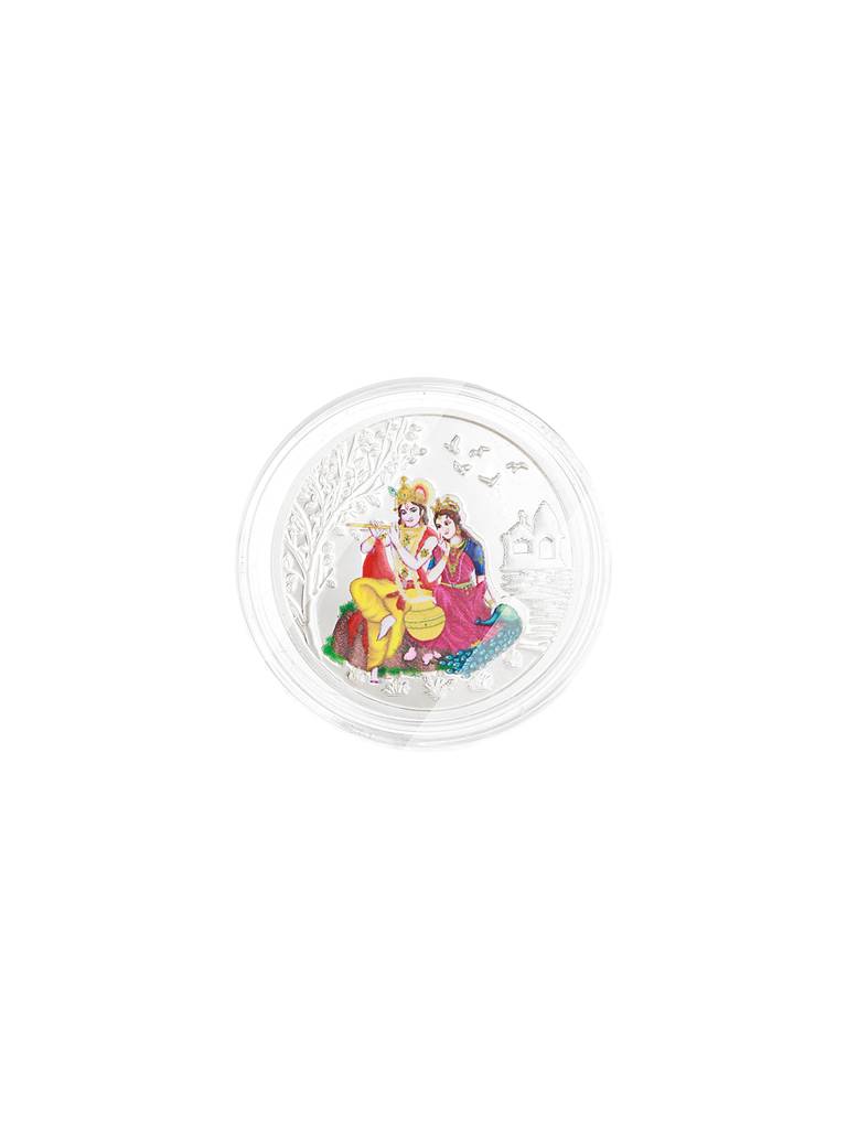 Enchanting Radha Krishna 10 Gram  999 Silver Coin : SJSC5013