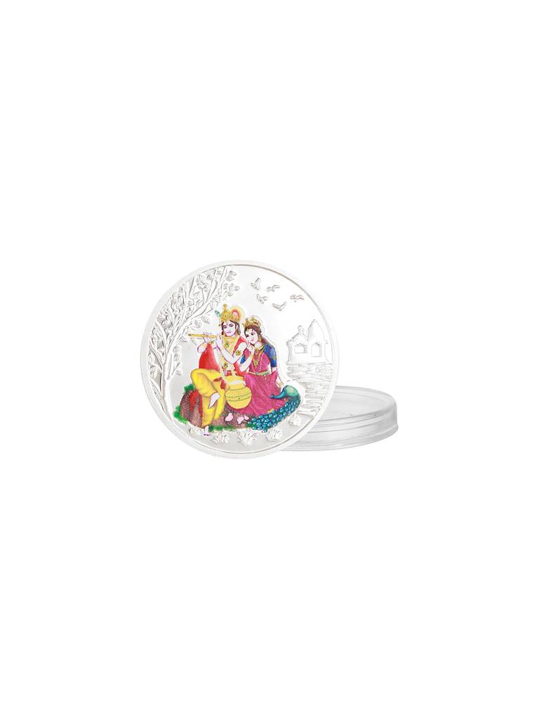 Enchanting Radha Krishna 10 Gram  999 Silver Coin : SJSC5013