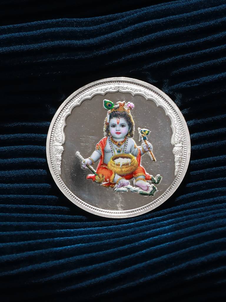 999 Silver Bal Krishna 10Gm Silver Coin : SJSC5018