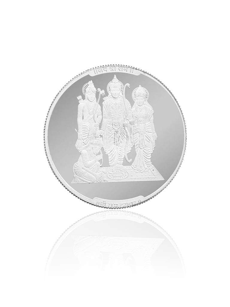 999 Silver Ayodhya Shri Ram Mandir With Ram Darbar Coin 10 Grams : SJSC5020