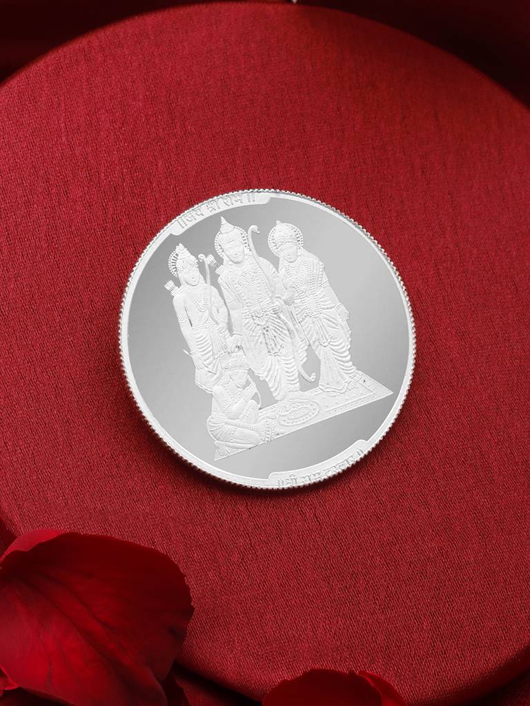 999 Silver Ayodhya Shri Ram Mandir With Ram Darbar Coin 10 Grams : SJSC5020