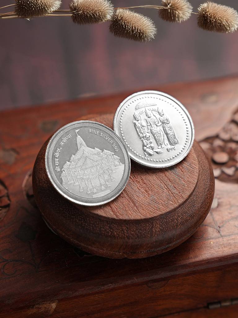 Shri Ram Darbar &  Ayodhya Shri Ram Mandir Coin Each 10 Grams 999 Silver : SJSC5041