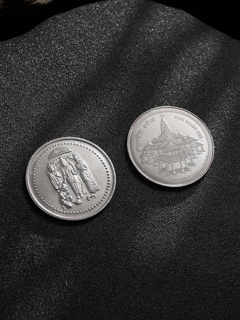 Shri Ram Darbar &  Ayodhya Shri Ram Mandir Coin Each 10 Grams 999 Silver : SJSC5041