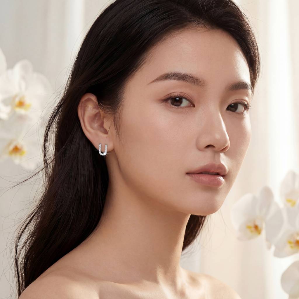 Korean Minimalist U-Link Stud Earrings : YUFSER251