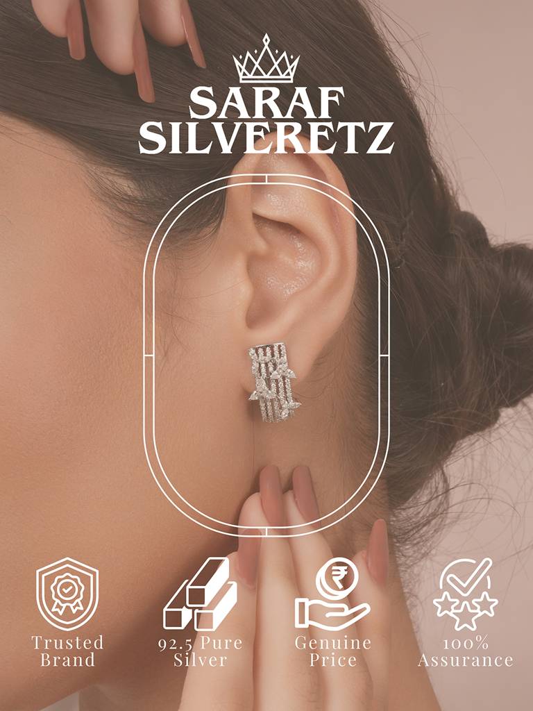 925 Sterling Silver Cz Floral Bali Studds Earrings : AGER5102