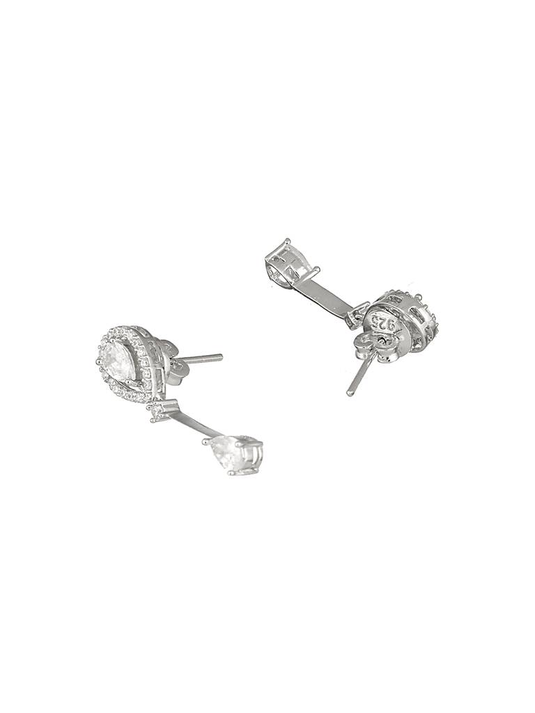 925 Sterling Silver Rhodium Plated Pear Drop Earrings : AGER5104
