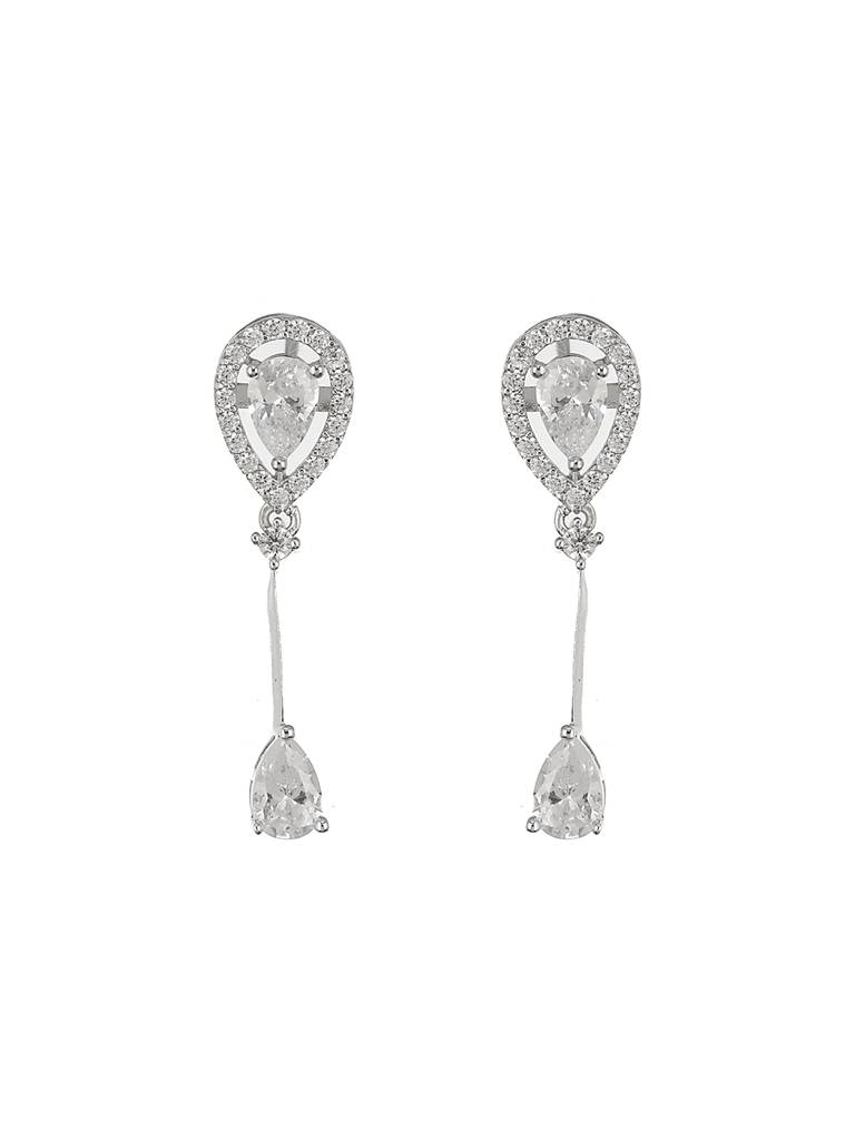 925 Sterling Silver Rhodium Plated Pear Drop Earrings : AGER5104