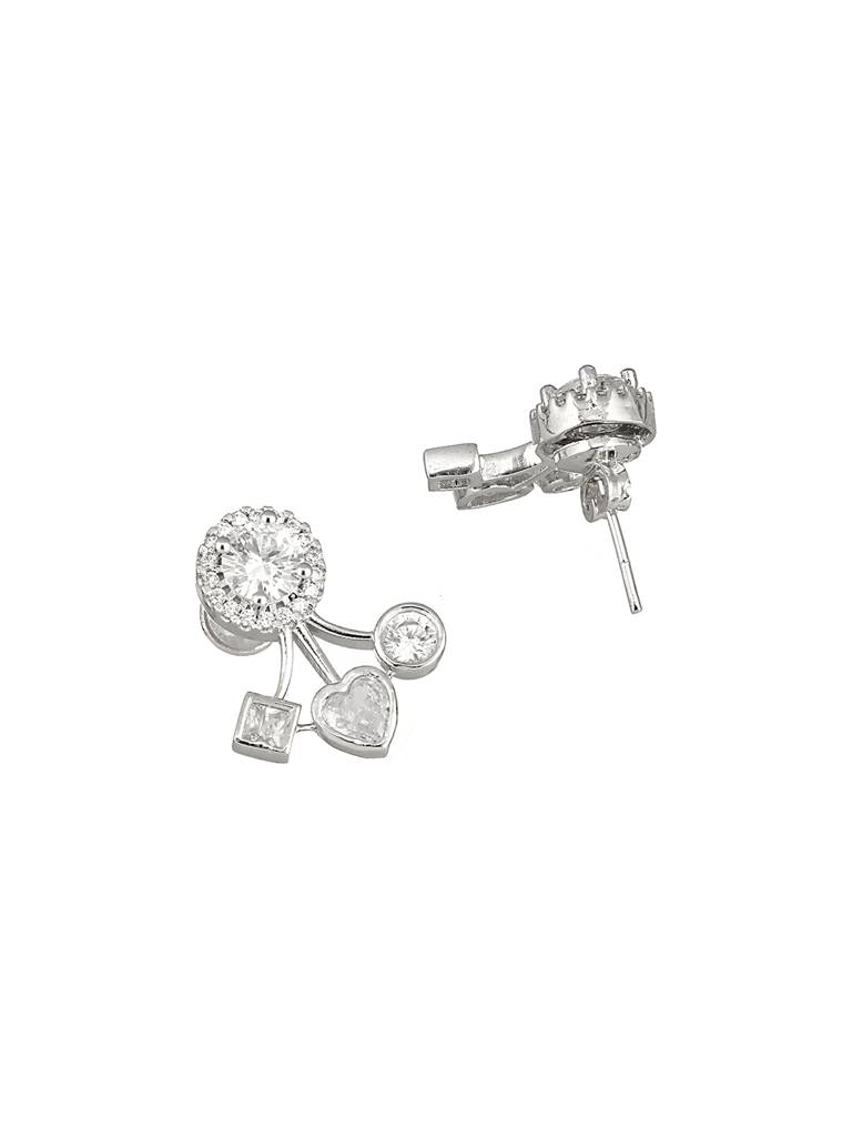 925 Sterling Silver Cubic Zirconia Solitaire Drop Earrings : AGER5108