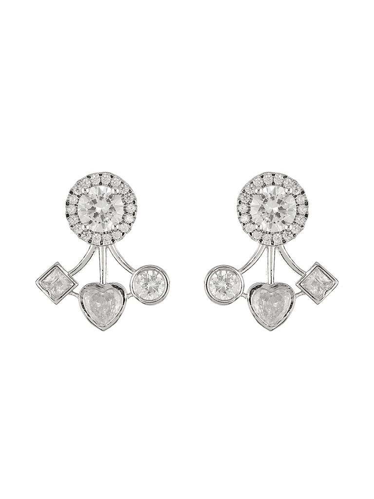 925 Sterling Silver Cubic Zirconia Solitaire Drop Earrings : AGER5108