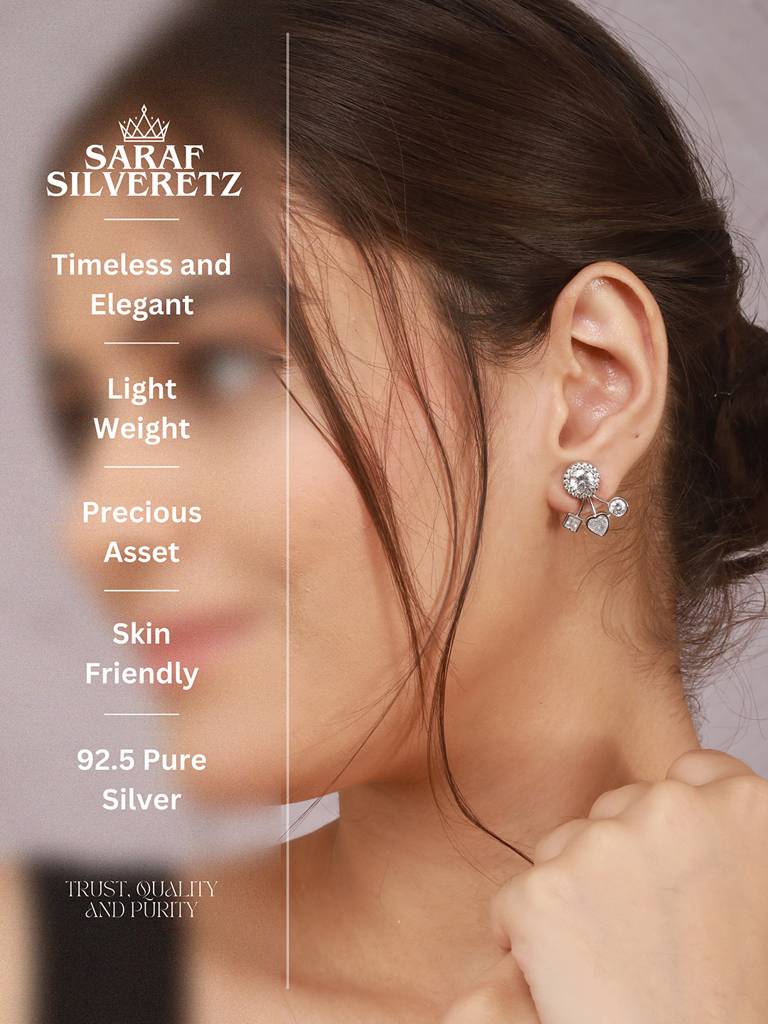 925 Sterling Silver Cubic Zirconia Solitaire Drop Earrings : AGER5108