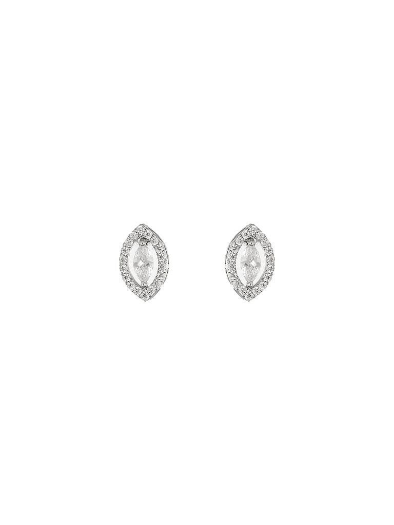 925 Sterling Silver Cubic Zirconia Oval Marquis Studds Earrings : AGER5127