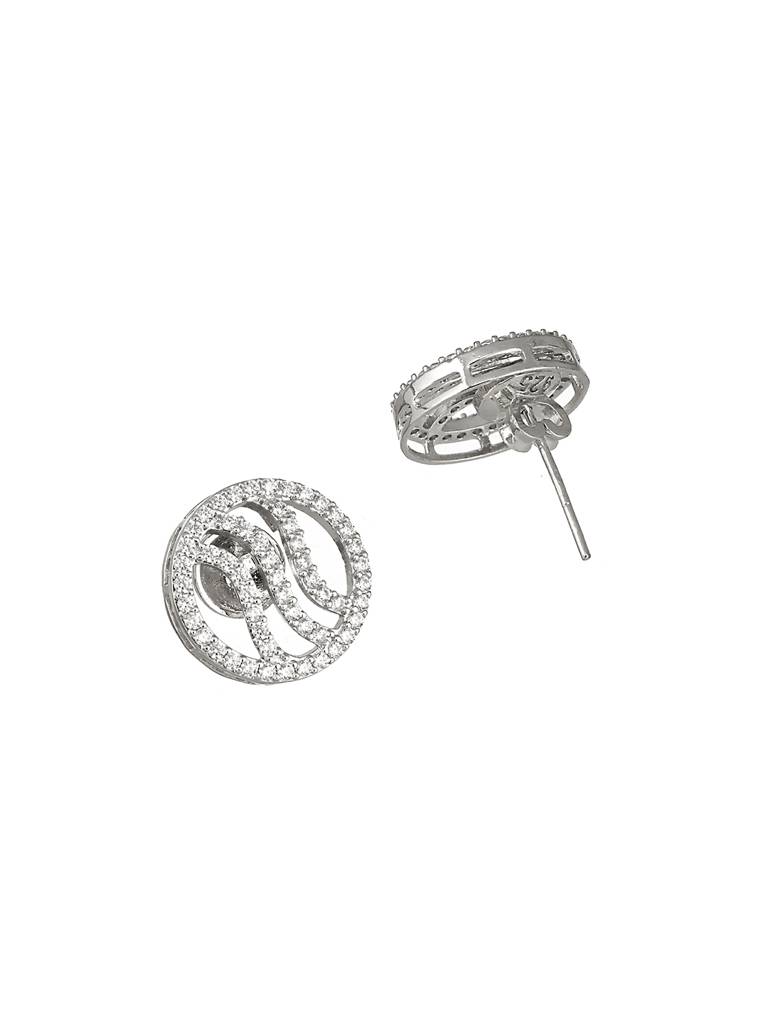 925 Sterling Silver Rhodium Plated Circular Studds Earrings : AGER5138
