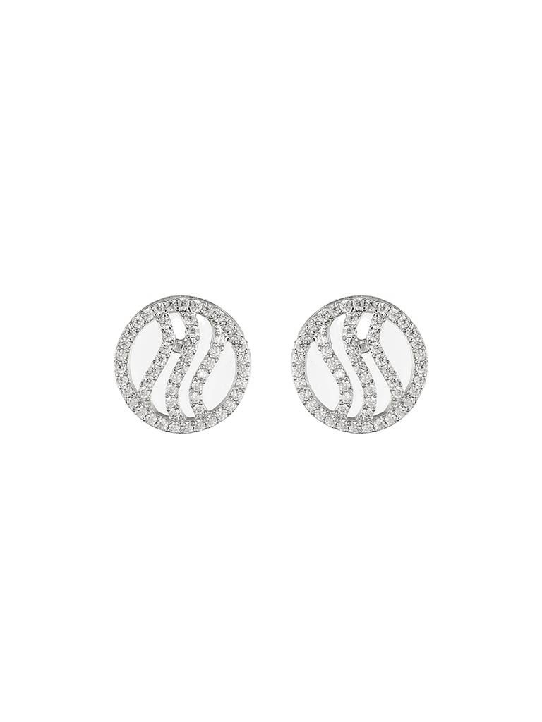 925 Sterling Silver Rhodium Plated Circular Studds Earrings : AGER5138