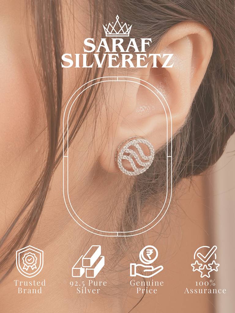 925 Sterling Silver Rhodium Plated Circular Studds Earrings : AGER5138