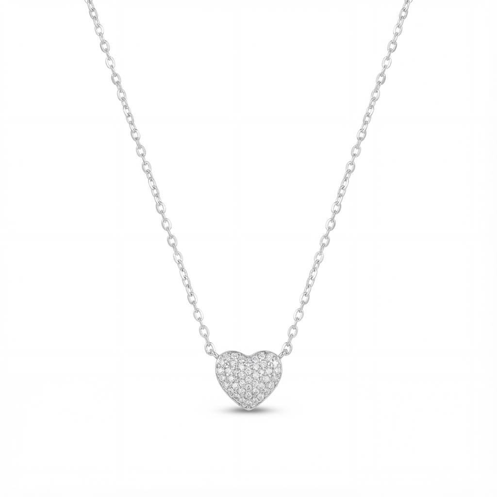 Korean Heart Studded Necklace : YUFSNL203