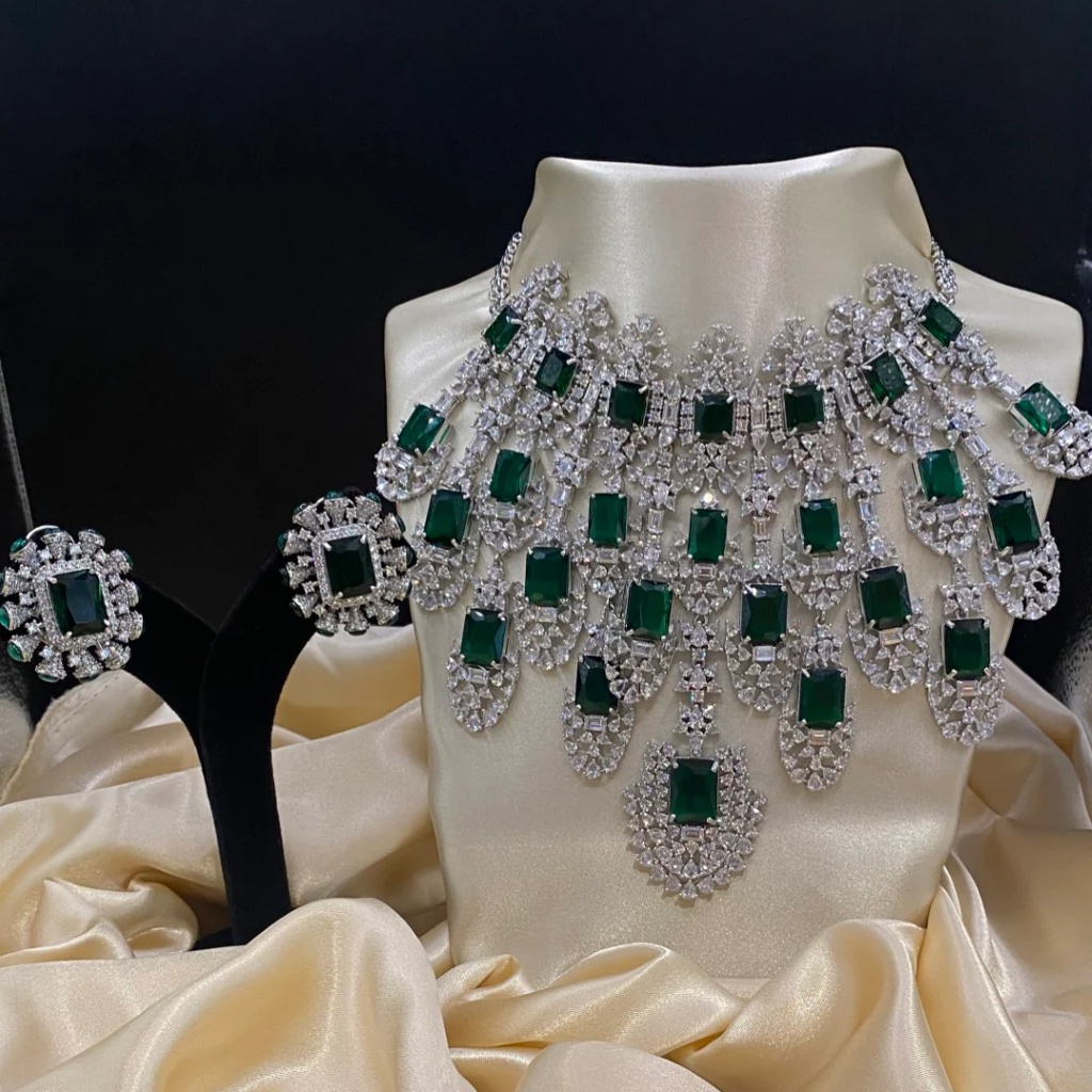 Rajwadi Statement Gemstone Cocktail Diamond Necklace : NEC0081