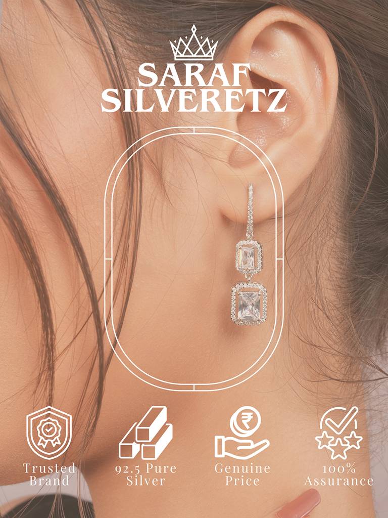 925 Sterling Silver Rhodium Plated Drop Dangler Bali Hoop Earrings : AGER5152