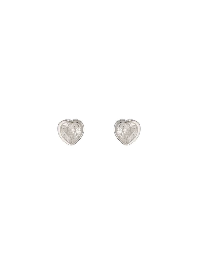 925 Sterling Silver Zircon Studded Heart Shaped Halo Solitaire Minimal Studds Earrings : AGER5171