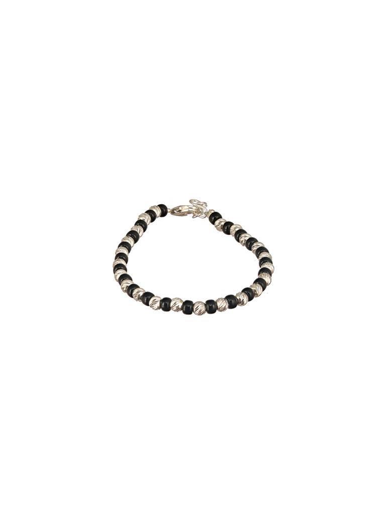 925 Sterling Silver Black Beads Nazariya Kids Unisex Adjustable Bracelet : AGBR5180